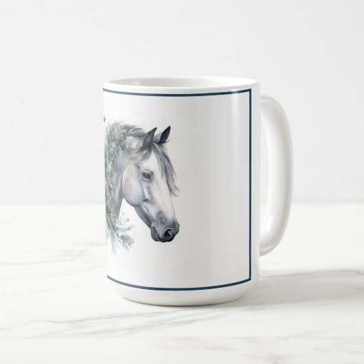Hiver Bliss Aquarelle Cheval Mug (Devant droit)