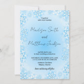 Hiver Blue Neige Mariage Invitations (Devant)