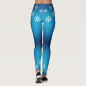 Hiver Blue Snowflake Leggings de Noël (Dos)