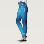 Hiver Blue Snowflake Leggings de Noël (Gauche)