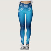 Hiver Blue Snowflake Leggings de Noël (Devant)