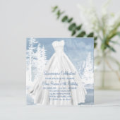 Hiver Blue Snowflakes Quinceanera Invitations (Debout devant)
