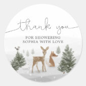 Hiver Boho Woodland Baby shower Favoriser Sticker (Devant)