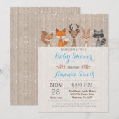 Hiver Bois Animaux Baby shower Invitation (Devant / Derrière)