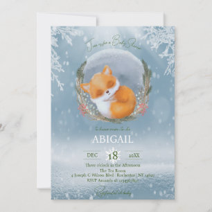 Hiver Bois Animaux Fox Baby shower Invitation