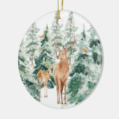 Hiver Bois Cerf Noël Ornement en céramique (Gauche)