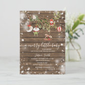 Hiver Bois Ornements Fête Invitation (Debout devant)