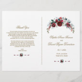 Hiver Bourgogne Floral Pine Gold Wedding Programme (Devant)