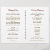 Hiver Bourgogne Floral Pine Gold Wedding Programme (Dos)