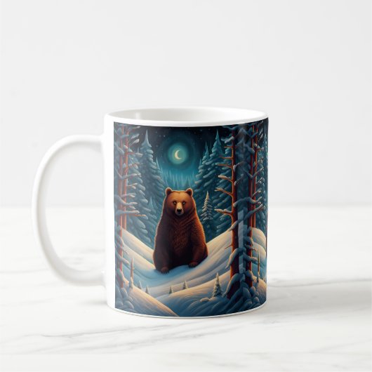 Hiver Brown Bear Café Mug (Gauche)