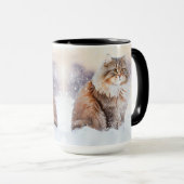 Hiver Brown Et Blanc Maine Coon Tabby Chat Mug (Devant droit)