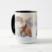 Hiver Brown Et Blanc Maine Coon Tabby Chat Mug (Devant gauche)