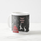 Hiver Bunny Hoppy Vacances Café Mug (Devant gauche)