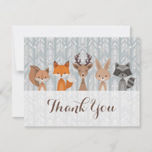 Hiver Carte de remerciements des animaux des bois