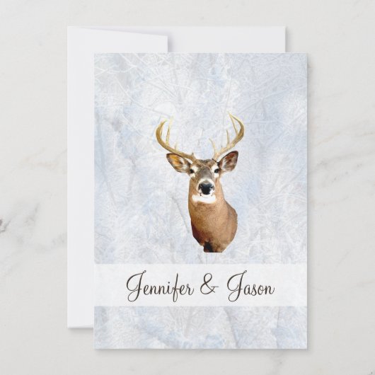 Hiver Chasse Camo Neige Cerf Mariage Invitations (Dos)