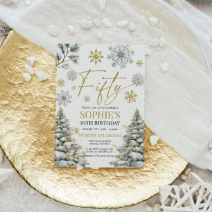 Hiver Cinquante Anniversaire Invitation Or et arge
