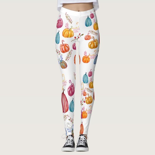 Hiver Colorful Citrouille Leggings personnalisés (Devant)
