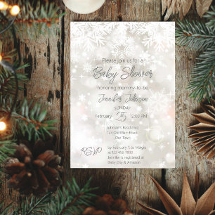 Hiver couleurs pastel enneigé invitation baby show