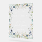 Hiver Dusty Blue Floral Frame Fête des mariées (Angle)