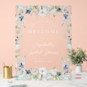 Hiver Dusty Blue Floral Frame Fête des mariées (Mariage)