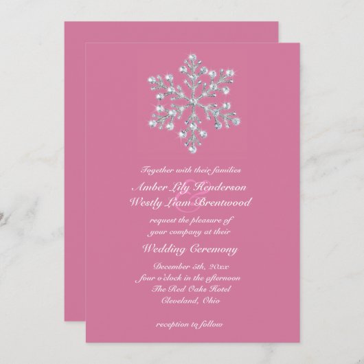 Hiver Faire-part de mariage à neige 2 (Devant / Derrière)