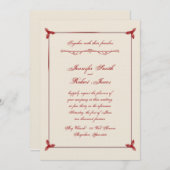 Hiver Faire-part de mariage blanche et rouge à sou (Devant / Derrière)