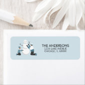 Hiver Famille Amusement Étiquette de adresse de va (En situation)