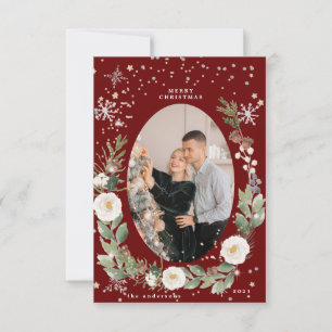 hiver fleurie wreath photo joyeuse carte de vacanc