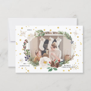 hiver fleurie wreath photo joyeuse carte de vacanc