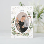 hiver fleurie wreath photo joyeuse carte de vacanc (Debout devant)