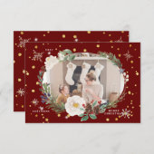 hiver fleurie wreath photo joyeuse carte de vacanc (Devant / Derrière)