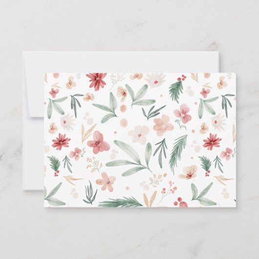 Hiver Floral Aquarelle Mariage RSVP QR Code (Dos)