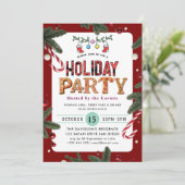 Hiver Floral Berries Fête Invitation (Debout devant)