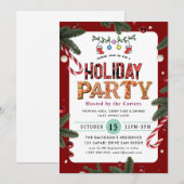 Hiver Floral Berries Fête Invitation (Devant / Derrière)