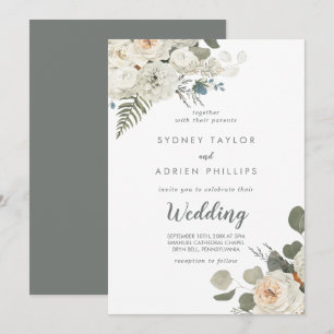 Hiver Floral Faire-part de mariage informel