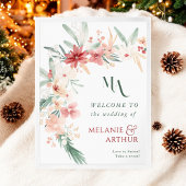 Hiver Floral Noël Mariage Affiche de bienvenue