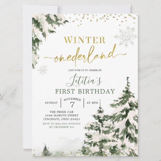 Hiver Forêt de l'Onederland Première Invitation d' (Devant)