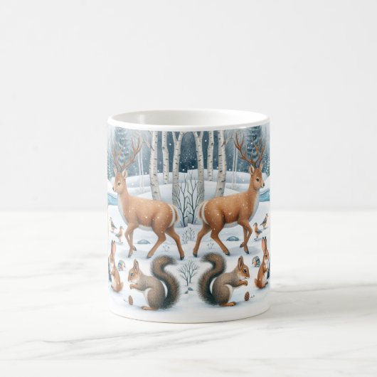 Hiver Forêt forestière Animaux Mug (Centre)