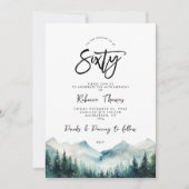 hiver forêt montagne 60e anniversaire invitation (Devant)