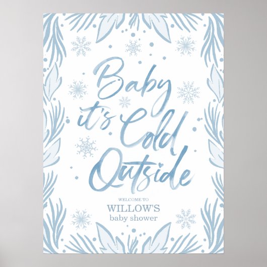 Hiver Frost Snowflake Baby shower Accueil Poster (Devant)