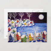 Hiver Fun Patinage de glace Maisons Carte postale (Devant / Derrière)