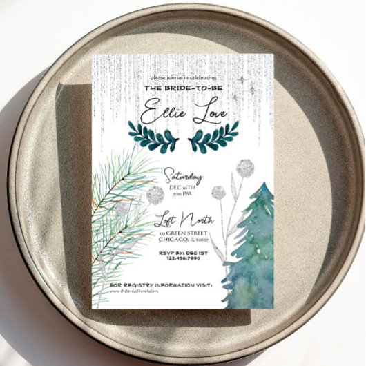Hiver gelé - Argent - Invitation de douche nuptial