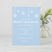 Hiver Hangement Snowflakes Light Blue Invitation (Debout devant)