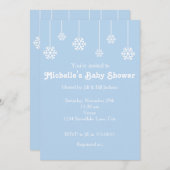 Hiver Hangement Snowflakes Light Blue Invitation (Devant / Derrière)
