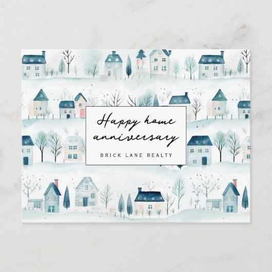 Hiver Happy Home Anniversaire Véritable Carte post (Devant)