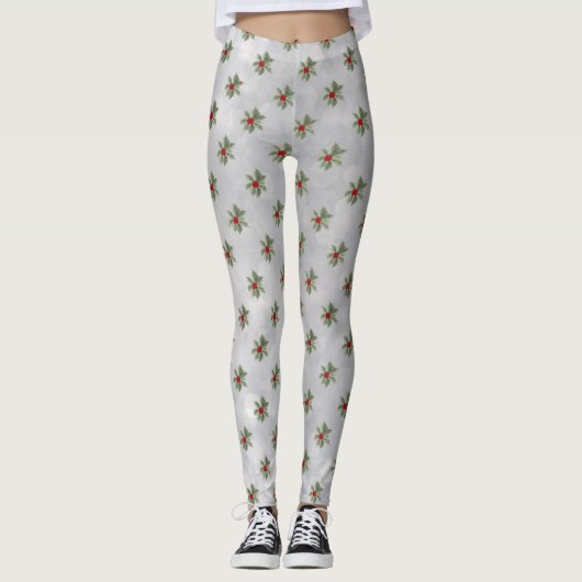 Hiver Holly Berry Leggings Motifs (Devant)