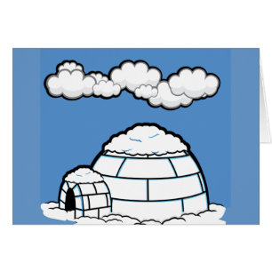 HIVER IGLOO NEIGE BLEU SKY WHITE CLOUDS CARTOON