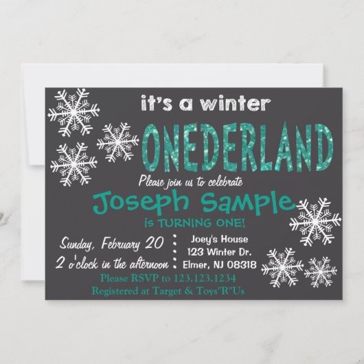 Hiver Invitation ONEderland. Tableau. (Devant)