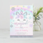 Hiver Invitation Unicorne Hiver ONEderland Party (Debout devant)