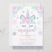 Hiver Invitation Unicorne Hiver ONEderland Party (Devant)